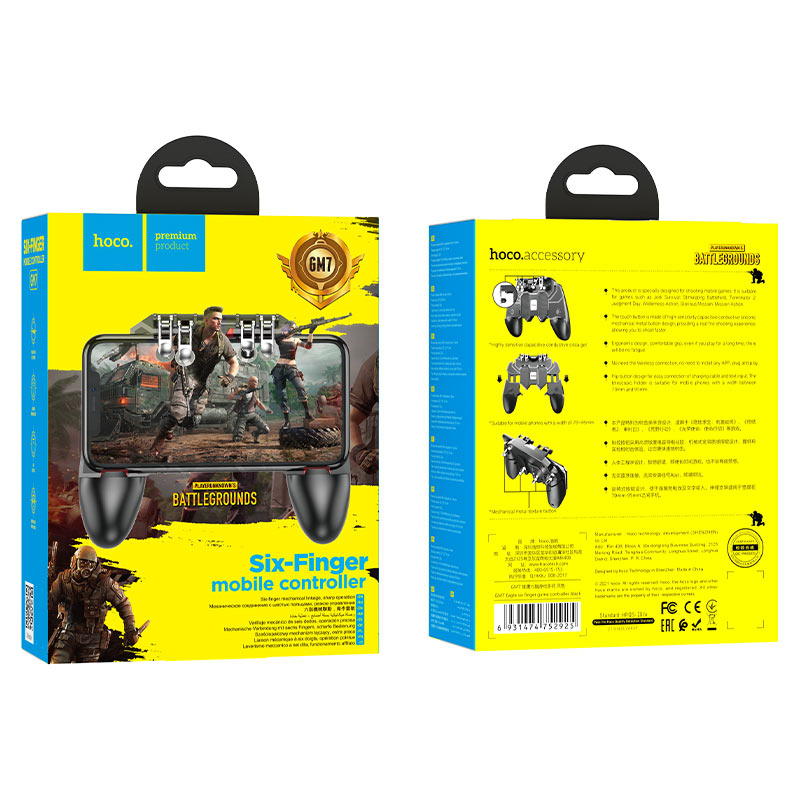 Ігровий контролер для мобільного HOCO GM7 Eagle six finger game controller Black - Зображення 3
