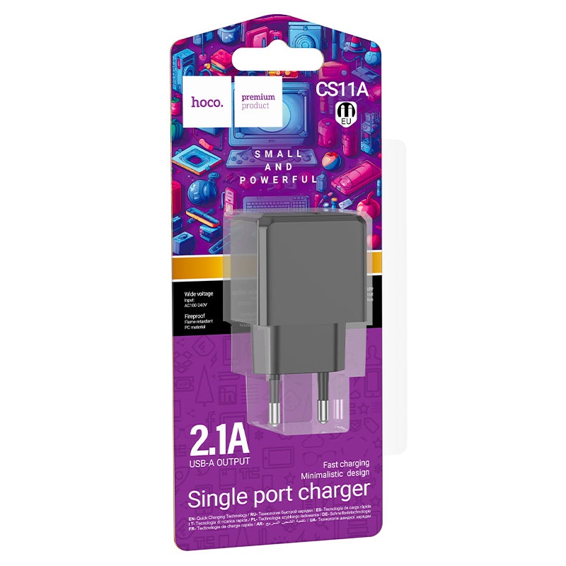 Мережевий зарядний пристрій HOCO CS11A Ocean single port charger Black - Зображення 3
