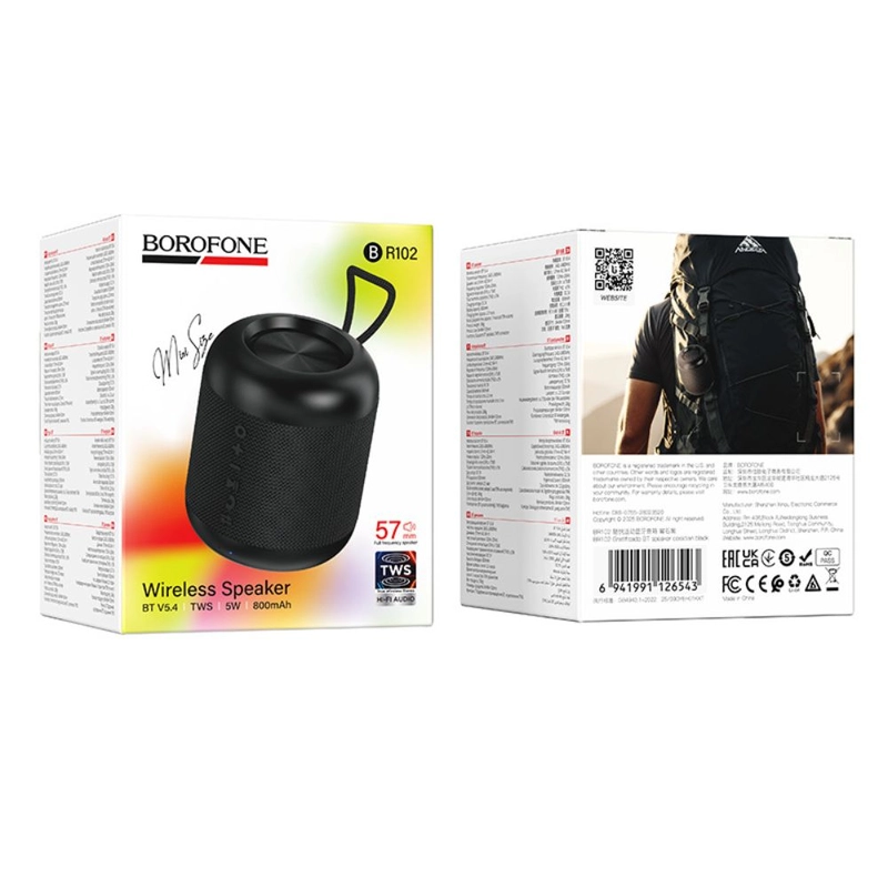 Портативна Bluetooth колонка BOROFONE BR102 Gratificado 5W — чорна - Зображення 6