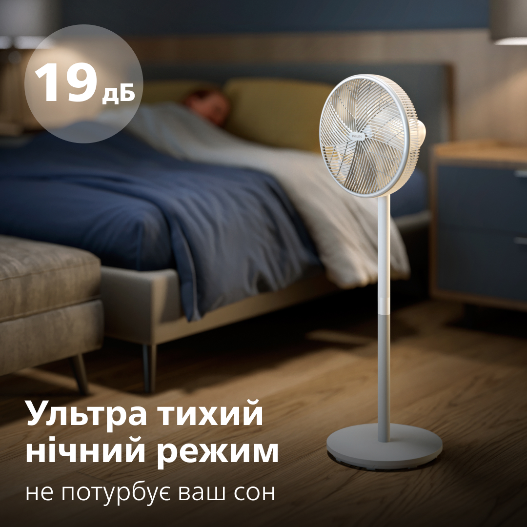Philips CX2550/00 — підлоговий вентилятор, 50 Вт, 3 швидкості, таймер, білий - Зображення 4