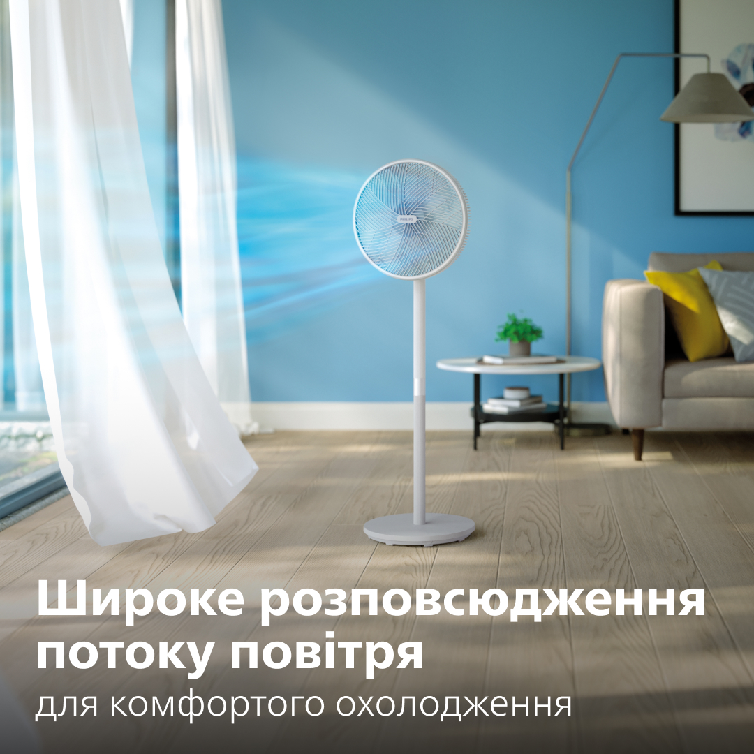 Philips CX2550/00 — підлоговий вентилятор, 50 Вт, 3 швидкості, таймер, білий - Зображення 6