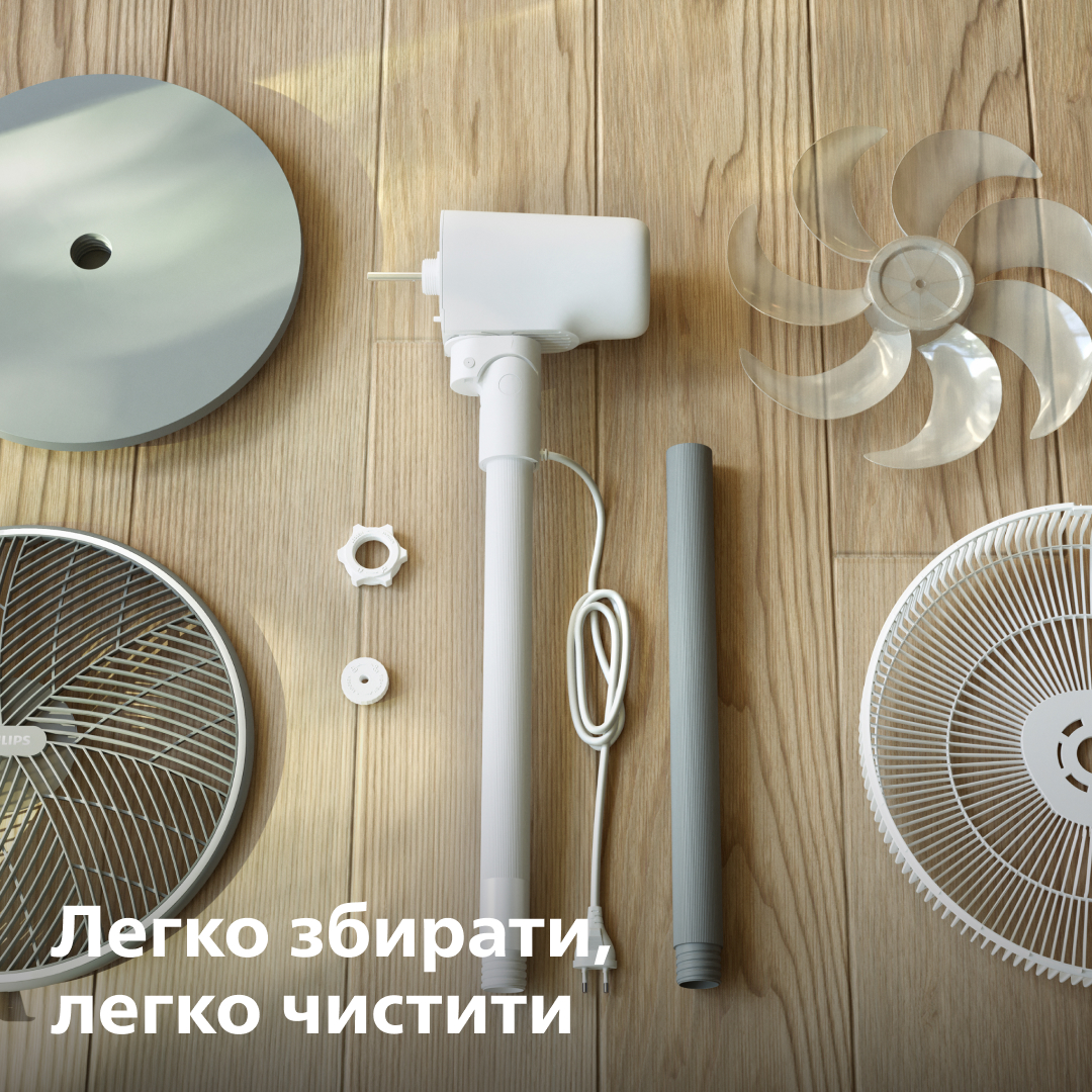 Philips CX2550/00 — підлоговий вентилятор, 50 Вт, 3 швидкості, таймер, білий - Зображення 5