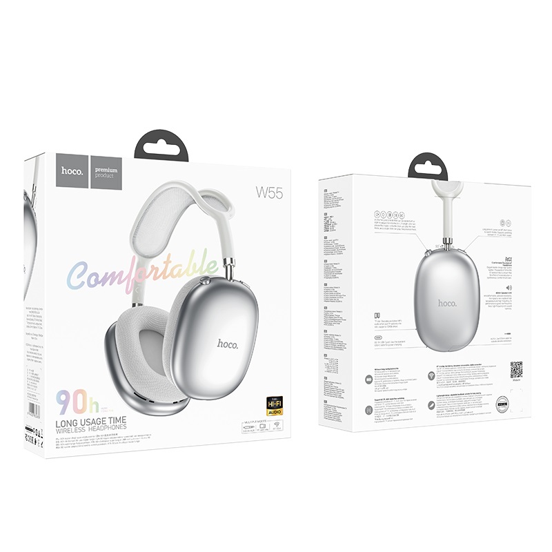 Бездротові накладні навушники HOCO W55 Pleasing BT headphones Silver - Зображення 3