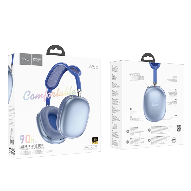 Бездротові накладні навушники HOCO W55 Pleasing BT headphones Sky Blue - Зображення 3