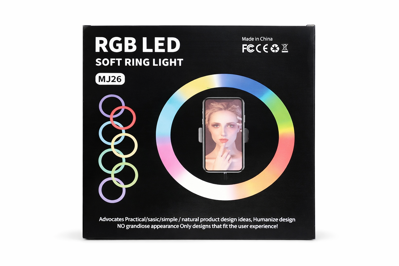 Кільцева RGB LED лампа MJ26 26 см зі штативом та тримачем для телефону, Ring Light для TikTok, Instagram, YouTube - Зображення 4